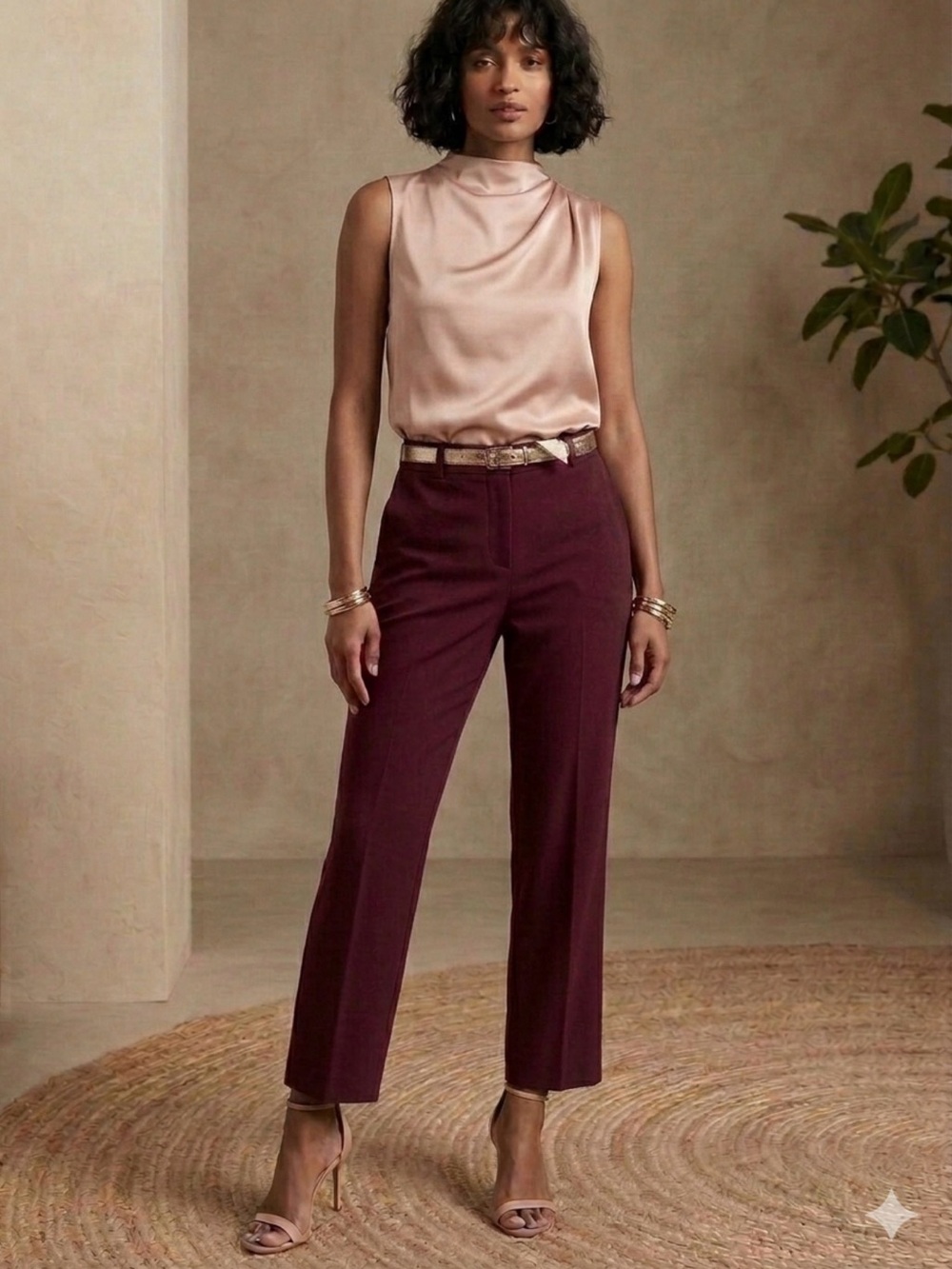Ann Taylor Burgundy Cropped Pants - Picture 1 of 2